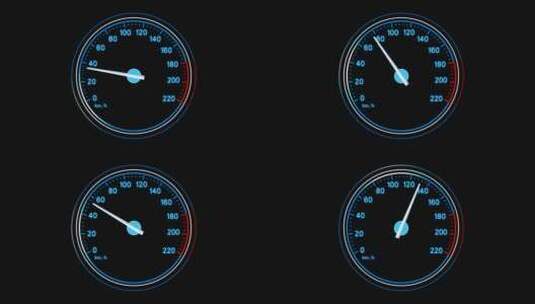 4K蓝色科技汽车速度仪表盘通道高清在线视频素材下载