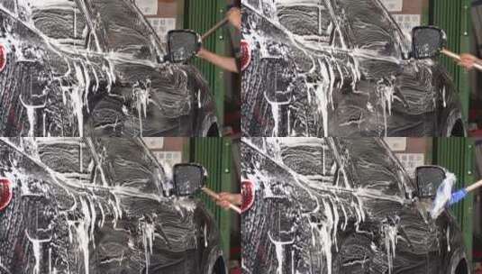 洗车 洗车工 汽车 汽车美容高清在线视频素材下载
