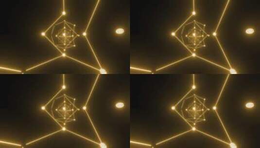 在空间中移动的黄光点和线高清在线视频素材下载