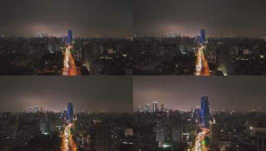 上海浦西龙之梦夜景航拍高清在线视频素材下载