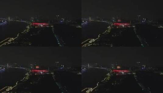 上海世博园中国馆夜景4K航拍高清在线视频素材下载