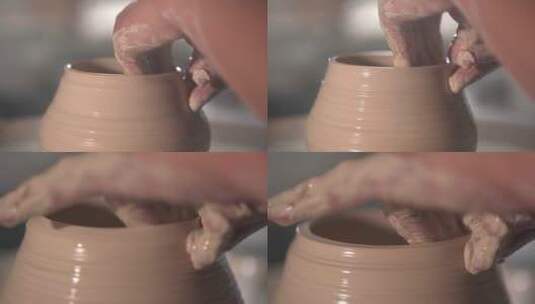 手艺陶瓷制作拉坯特写升格唯美画面视频合集高清在线视频素材下载