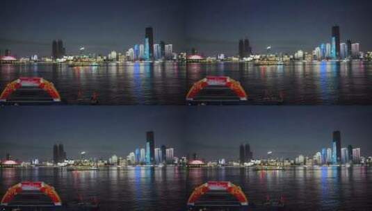 武汉武昌江滩公园灯光秀夜景高清在线视频素材下载