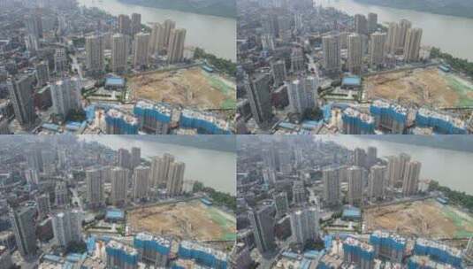 航拍湖北宜昌城市高楼长江风光高清在线视频素材下载