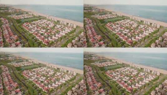 8k俯拍海边阿那亚社区高清在线视频素材下载