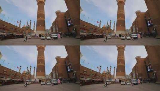 新疆乌鲁木齐国际大巴扎商业街景高清在线视频素材下载