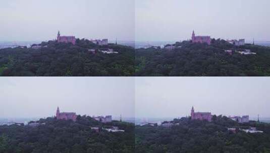 上海松江佘山国家森林公园山顶教堂建筑高清在线视频素材下载