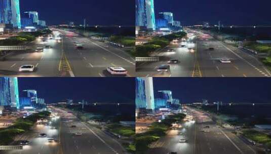 航拍城市夜景交通竖屏高清在线视频素材下载