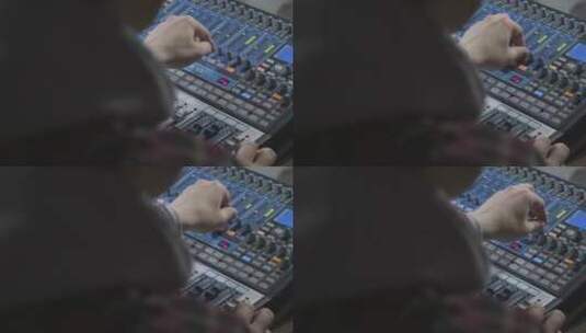 混音师操控音频设备特写镜头高清在线视频素材下载