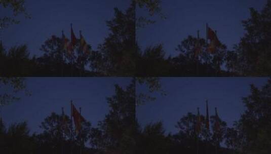 夜晚国旗飘飘夜景晚上国旗高清在线视频素材下载