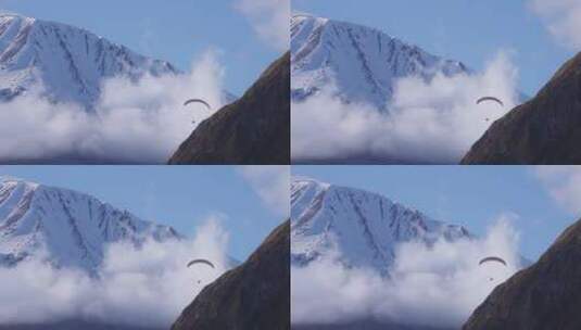 空中飞翔的滑翔伞高清在线视频素材下载