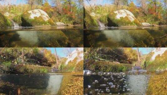 水下摄像机拍摄清澈溪水高清在线视频素材下载