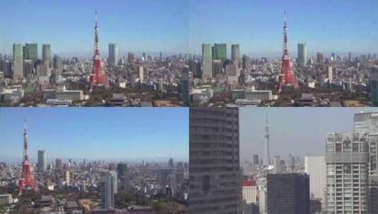 东京塔城市快速高速发展航拍高清在线视频素材下载