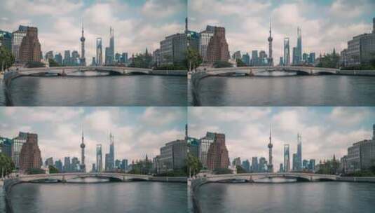 上海苏州河桥延时摄影高清在线视频素材下载