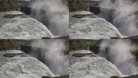 古尔福斯瀑布景观航拍高清在线视频素材下载