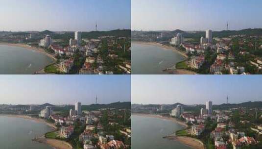 航拍青岛前海一线城市景观 4k高清在线视频素材下载