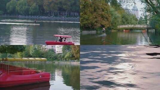 上海长风公园水上单板高清在线视频素材下载