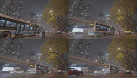 车流人流夜景 城市夜晚空镜高清在线视频素材下载