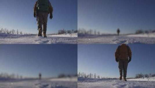 雪原中努力向前走高清在线视频素材下载