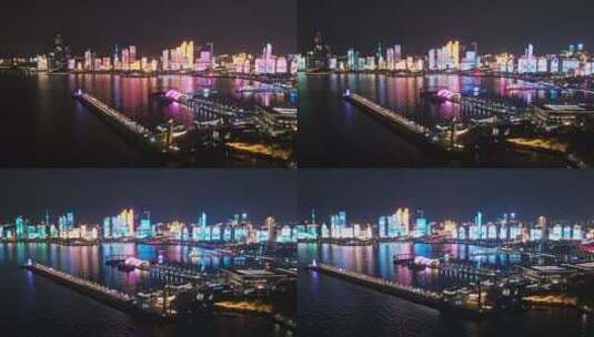 青岛城市夜景灯光秀高清在线视频素材下载