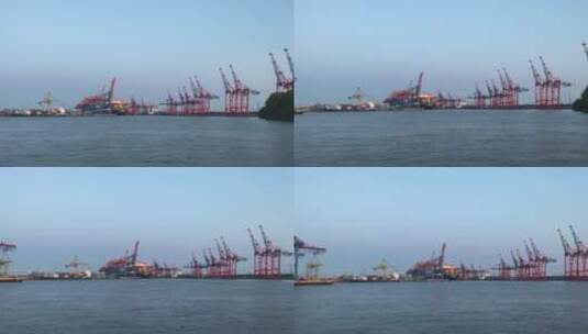 港口起重机机械全球金融工业船高清在线视频素材下载
