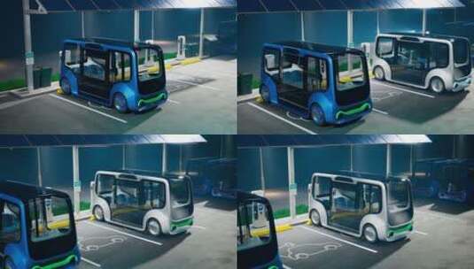 未来城市科技智能绿色新能源巴士充电站高清在线视频素材下载