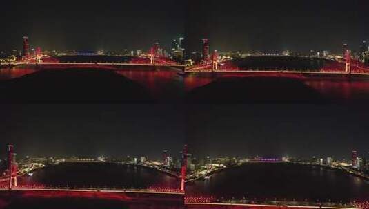航拍江西南昌八一大桥夜景高清在线视频素材下载