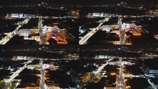 江苏苏州观前街步行街夜景航拍高清在线视频素材下载