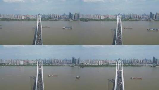 航拍湖北武汉长江二桥高清在线视频素材下载