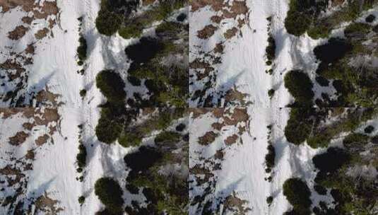 雪山上行走的旅行者高清在线视频素材下载