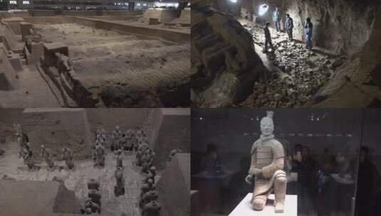 中国西安兵马俑  秦始皇陵  古代墓葬 历史高清在线视频素材下载