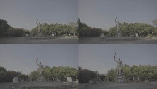 江西景德镇古窑民俗博览区雕塑雕像风景高清在线视频素材下载