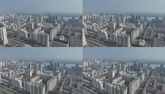 辽宁丹东城市高楼风光航拍高清在线视频素材下载