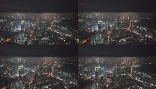 4K深圳罗湖区夜景航拍高清在线视频素材下载