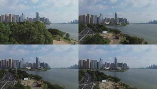 长沙航拍4K城市湘江福元路大桥北川洲际高清在线视频素材下载