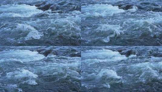 波涛汹涌的水流溪流慢镜头高清在线视频素材下载