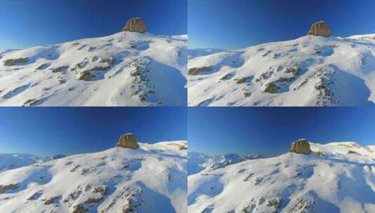 滑雪场的裸露山峰高清在线视频素材下载