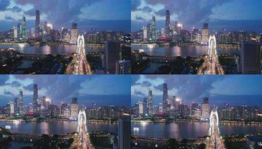 广州夜景航拍-猎德大桥高清在线视频素材下载