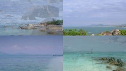 阳光下的海景海湾礁石高清在线视频素材下载