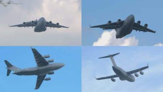 4K稳定：印度空军C-17运输机起飞高清在线视频素材下载
