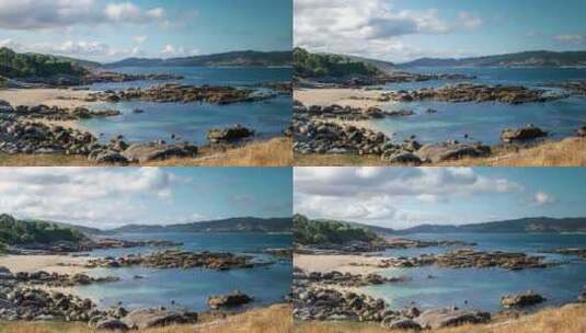 美丽的海滩布满岩石的景色高清在线视频素材下载