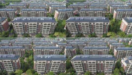 城市住宅小区太阳能航拍高清在线视频素材下载