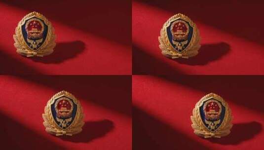 一束光斜照在中国消防救援徽章上高清在线视频素材下载