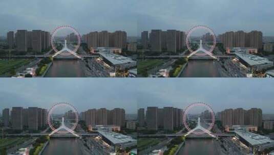 天津之眼夜景航拍高清在线视频素材下载