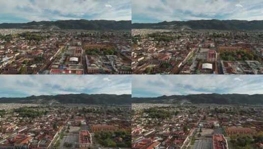 早上，无人机在墨西哥恰帕斯州的圣克里斯托瓦尔德拉斯卡萨斯市巡回演出高清在线视频素材下载