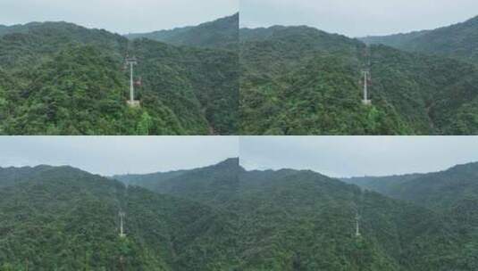 森林索道航拍缆车树林俯拍山林登山索道缆车高清在线视频素材下载