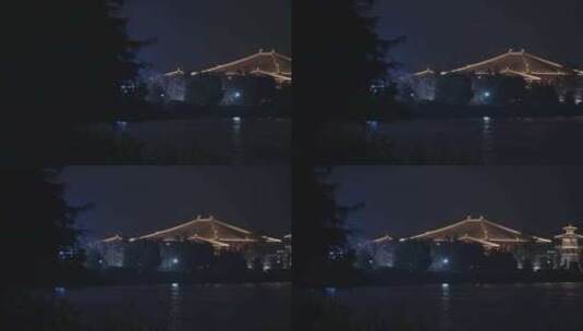 航拍上海浦江之首旅游景区灯光秀高清在线视频素材下载