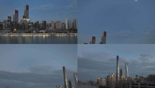 航拍上海城市日出风光高清在线视频素材下载
