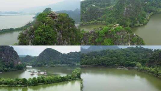 广东肇庆星湖七星岩景区航拍高清在线视频素材下载