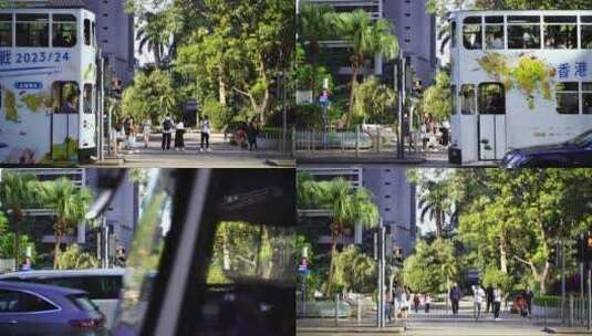香港街头街道交通路况道路车流城市人群人流高清在线视频素材下载